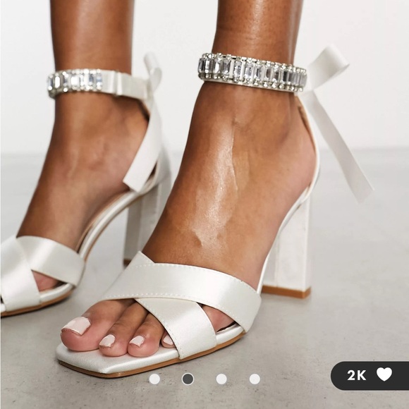 ASOS Shoes - Be Mine Bridal Carmela block heeled sandals with embellished ribbon tie